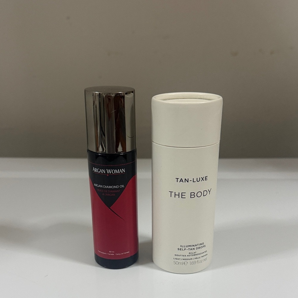 Tan-Luxe Self-Tan Drops and Argan Woman Oil Set
